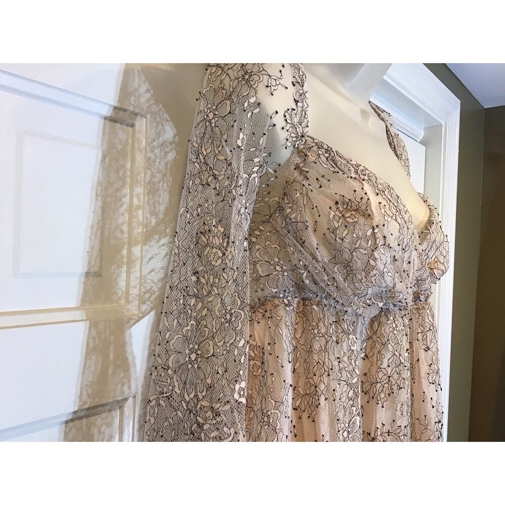 Free People Heavenly Lace Babydoll Tunic Mini Dress SzL Ethereal Dainty Coquette - Picture 4 of 12